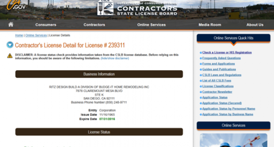WARNING: Many Unlicensed Contractors in San Diego County